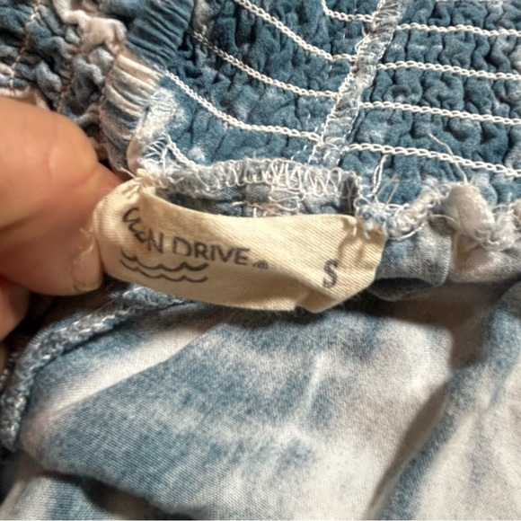 Ocean Drive Tie Dye Wide Leg Boho Pants Rayon Smocked Waist Size S - Picture 9 of 11